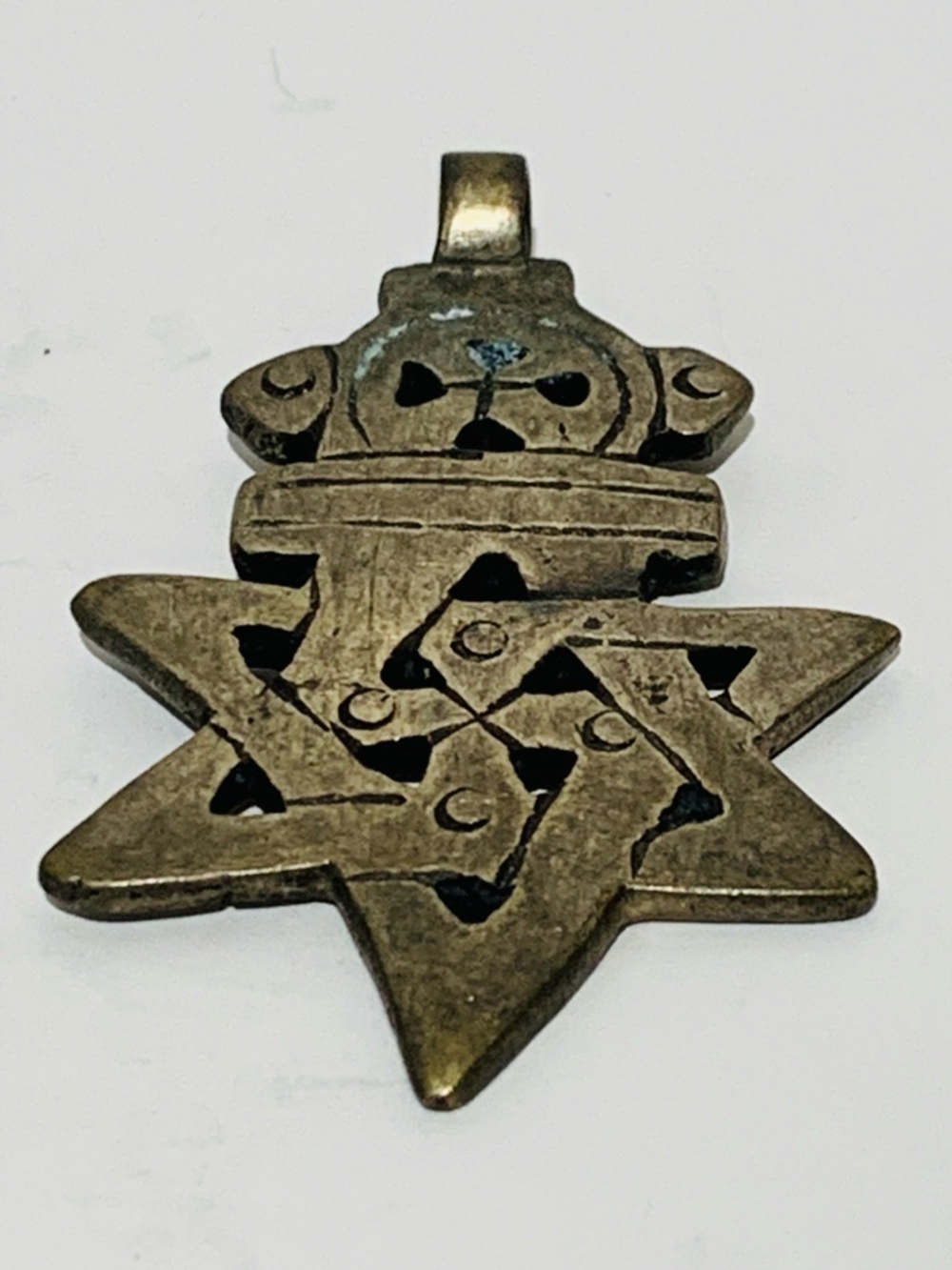 Antique Ethiopian Star of David Pendant 2.5” x 4” (#5)